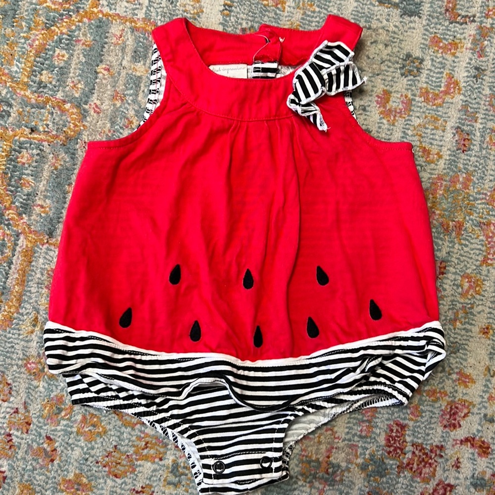 First Impressions watermelon onesie US 12 months (22-25 LBS) worn once